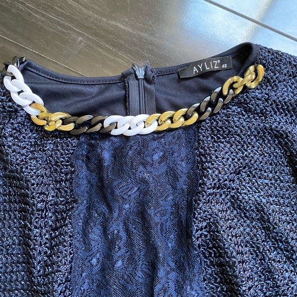 Navy dresss with necklace detail. - Picture 3 of 3